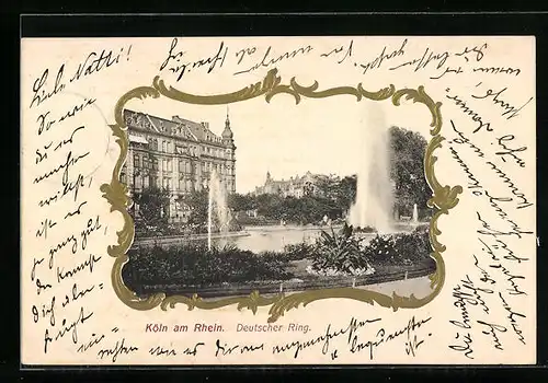 AK Köln-Neustadt, Blick auf die Fontaine am Deutscher Ring