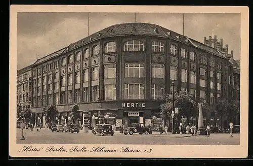 AK Berlin-Kreuzberg, Hertie Kaufhaus in der Belle-Alliance-Strasse 1-3