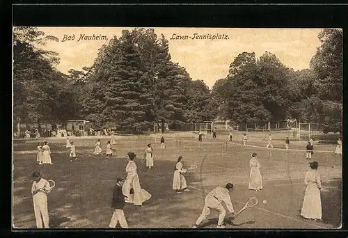 AK Bad Nauheim, Partie am Lawn-Tennisplatz mit Tennisspielern