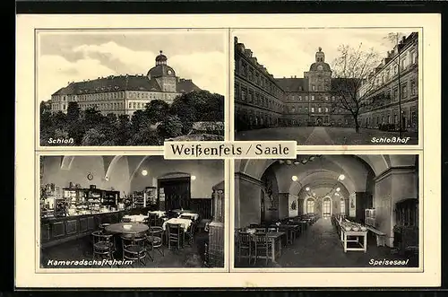 AK Weissenfels /Saale, Schloss u. Kaserne d. E. I.-R. 53, Innenansichten Kameradschaftsheim und Speisesaal
