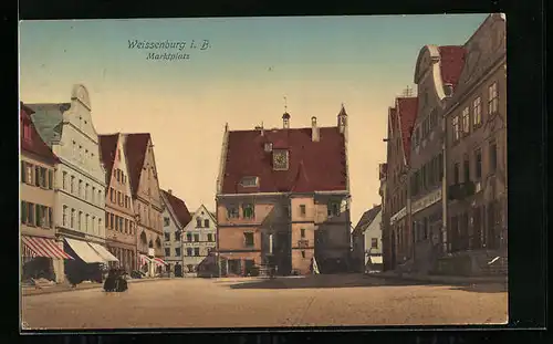 AK Weissenburg i. B., Markplatz mit Geschäften
