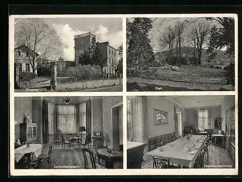 AK Rheinbreitbach, Erholungsheim Haus Elisabetz, Innenansichten Aufenthaltsraum und Frühstückszimmer