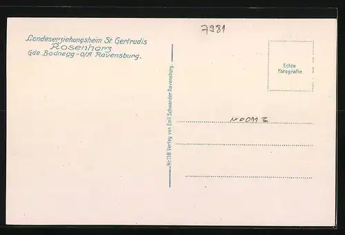 AK Rosenharz /Bodnegg, Landesregierungsheim St. Gertrudis, Ansicht von Südwest