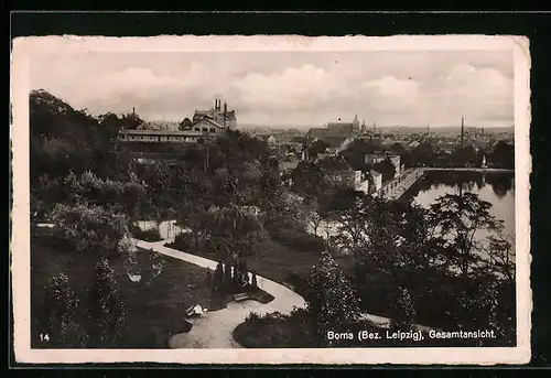 AK Borna /Bez. Leipzig, Gesamtansicht aus der Vogelschau