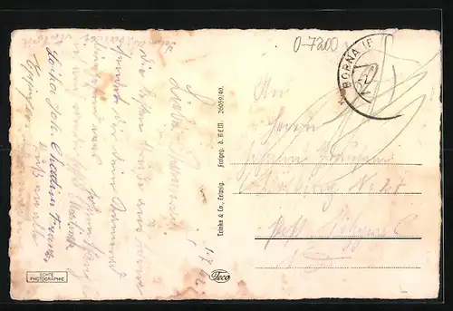 AK Borna /Bez. Leipzig, Gesamtansicht aus der Vogelschau