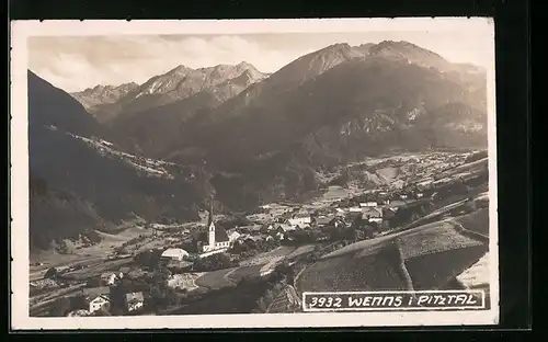 AK Wenns im Pinztal, Totalansicht mit Kirche, Panorama