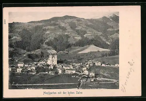 AK Hopfgarten, Ortsansicht mit der hohen Salve