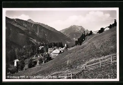 AK Brandberg /Zillertal, Ortsansicht mit Grünberg und Tristner