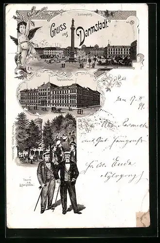 Lithographie Darmstadt, Luisenplatz, Polytechnikum