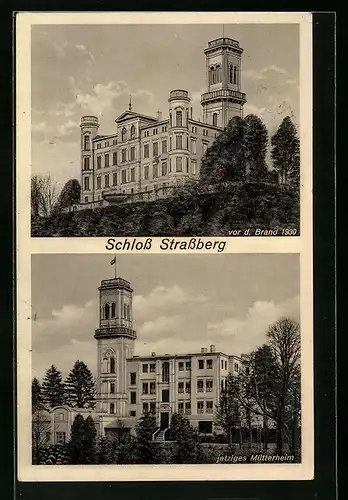 AK Strassberg, Schloss vor dem Brand, späteres Mütterheim