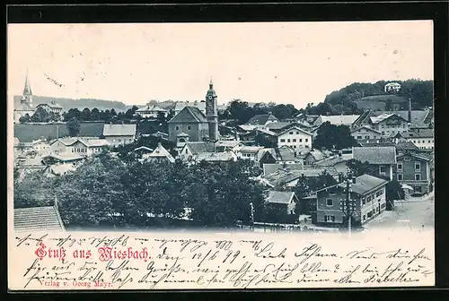 AK Miesbach, Teilansicht mit Kirche