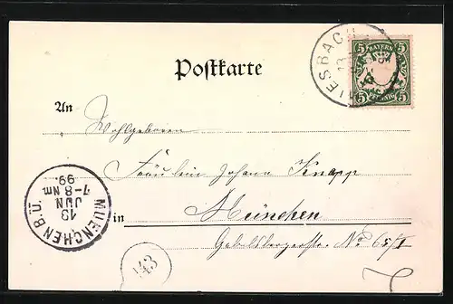 AK Miesbach, Teilansicht mit Kirche