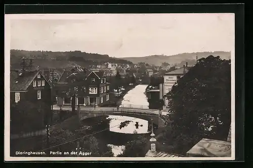 AK Dieringhausen, Aggerpartie mit Hotel Dörrenberg und Brücke