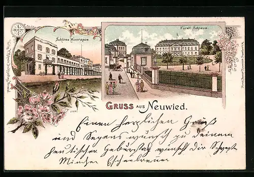 Lithographie Neuwied, Fürstliches Schloss, Schloss Monrepos