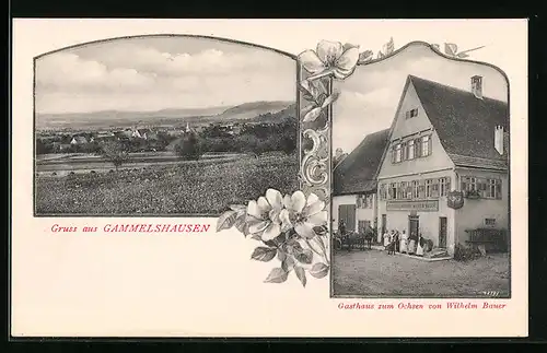 AK Gammelshausen, Gasthaus zum Ochsen von Wilhelm Bauer, Ortspartie