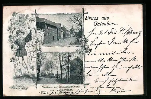 AK Kalenborn, Gasthaus zur Calenborner-Höhe von Zimmermann, Strassenpartie