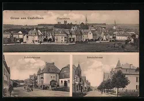 AK Castellaun, Totalansicht, Bahnhofstrasse