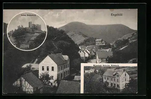 AK Engehöll, Teilansicht aus der Vogelschau, Gasthaus Wirtschaft Heinrich Weisbarth