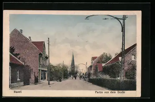 AK Baerl, Strassenpartie mit Kirche