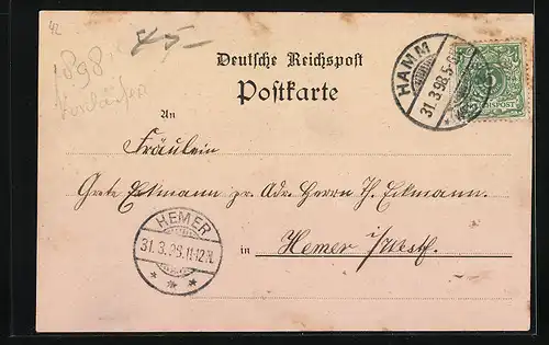 Lithographie Homberg /Rh., Panorama der Stadt, Hotel Gütges aus der Vogelschau