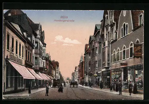 AK Mörs, Hombergerstrasse mit Kaufhaus Germania