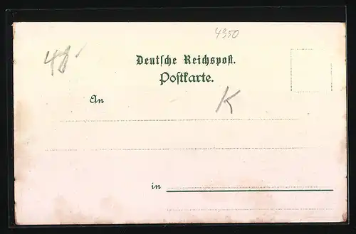 Lithographie Minden i. Westfalen, Kaiserl. Oberpostdirektion, Mindener Bankverein