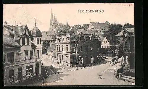 AK Fröndenberg, Strassenpartie mit Kirche