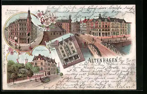 Lithographie Altenhagen, Hotel Lindenhof, Kaiserstrasse