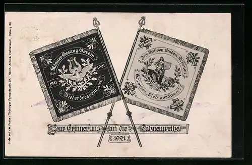 AK Niederdresselndorf, Fahnenweihe 1921, Männer Gesang Verein 1911-1921