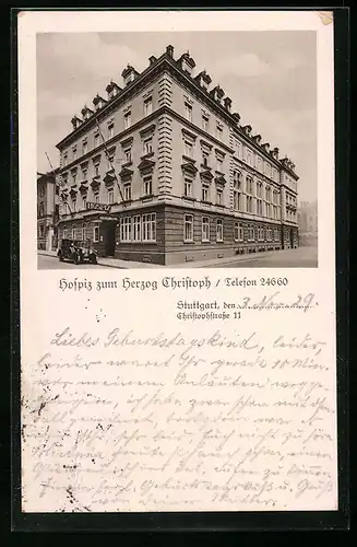 AK Stuttgart, Hospiz zum Herzog Christoph, Christophstrasse 11