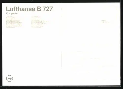 AK Flugzeug Europa Jet B 727, Lufthansa