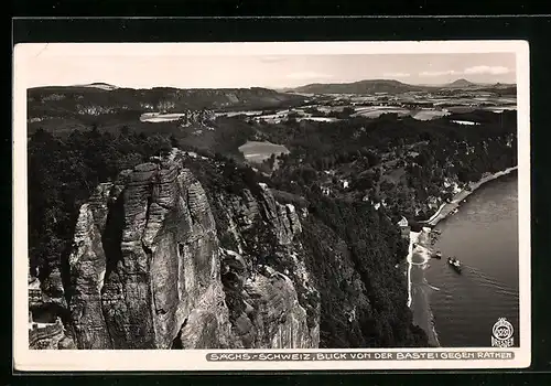 Foto-AK Walter Hahn, Dresden, Nr. 3231: Bastei /Sächs.-Schweiz, Blick gegen Rathen