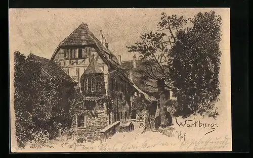 Künstler-AK Carl Jander: Wartburg, Hof