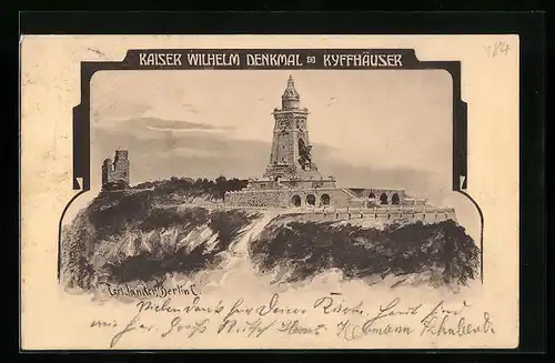 Künstler-AK Carl Jander: Kyffhäuser, Blick auf das Kaiser Wilhelm Denkmal