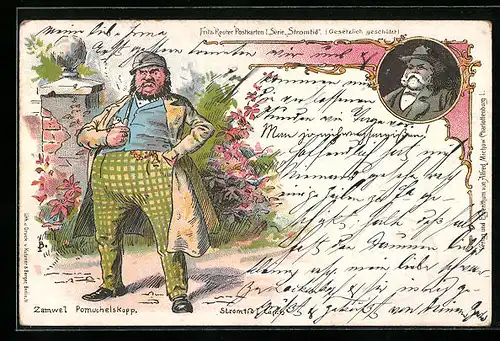 Lithographie Fritz Reuter, Stromtid, Zawel Pomuchelskopp