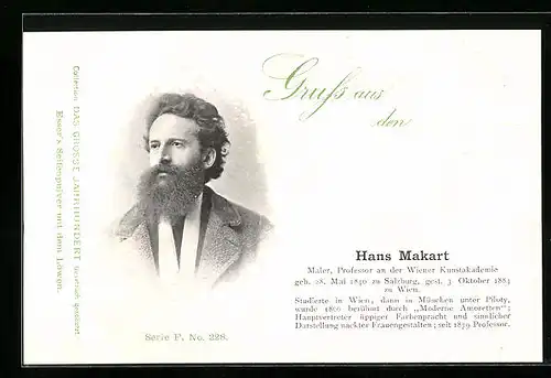 AK Maler Hans Makart, Professor an der Wiener Kunstakademie