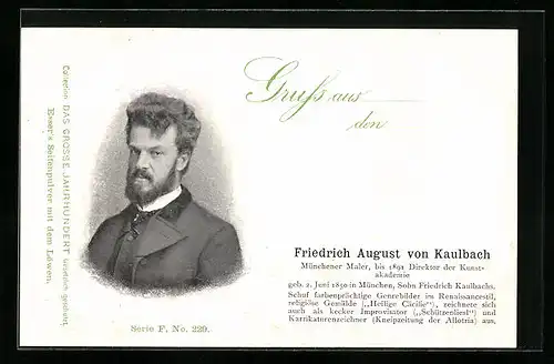 AK Portrait von Friedrich August von Kaulbach mit herausforderndem Blick