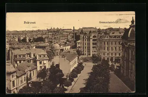 AK Bukarest, Gesamtansicht aus der Vogelschau