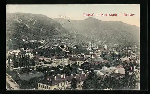 AK Kronstadt, Teilansicht aus der Vogelschau