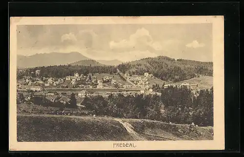 AK Predeal, Ortsansicht mit Bergblick