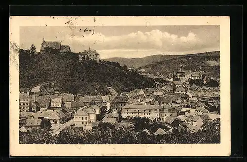 AK Schässburg, Ortsansicht mit Burg