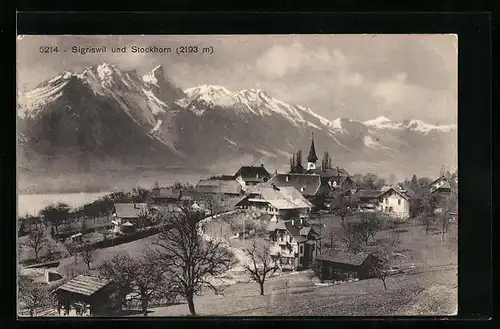 AK Sigriswil, Ortsansicht mit Stockhorn