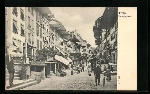 AK Thun, Hauptgasse mit Einwohnern