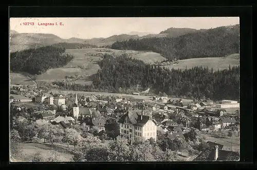 AK Langnau i. E., Ortsansicht mit Umgebung von oben