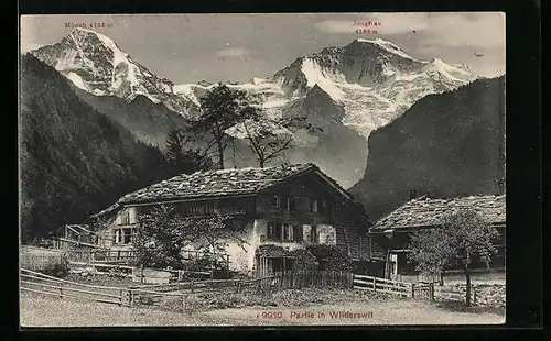 AK Wilderswil, Altes Haus mit Mönch und Jungfrau