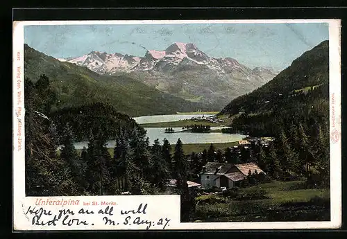 AK St. Moritz, Unteralpina aus der Vogelschau
