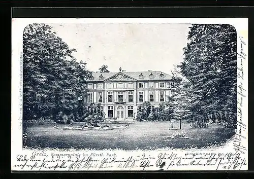 AK Greiz, Sommerpalais im Fürstlichen Park