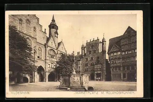 AK Hildesheim, Marktplatz mit Rolandsbrunnen