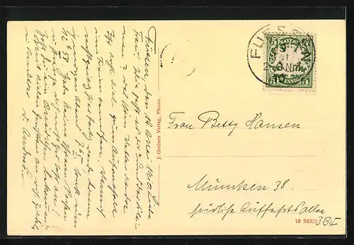 AK Füssen, Teilansicht aus der Vogelschau