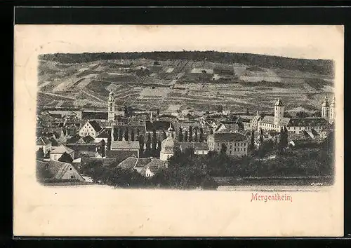 AK Mergentheim, Ortsansicht mit Feldern aus der Vogelschau